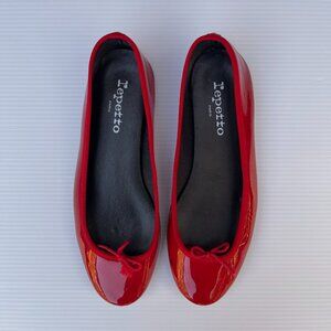 Repetto Lili Patent Leather Flats "Flame" Red - Size 39.5 EU/Size 8 US
